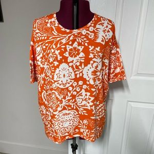 Lularoe floral perfect tee top - orange/white